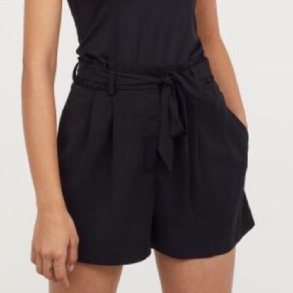 H&M black paper bag shorts